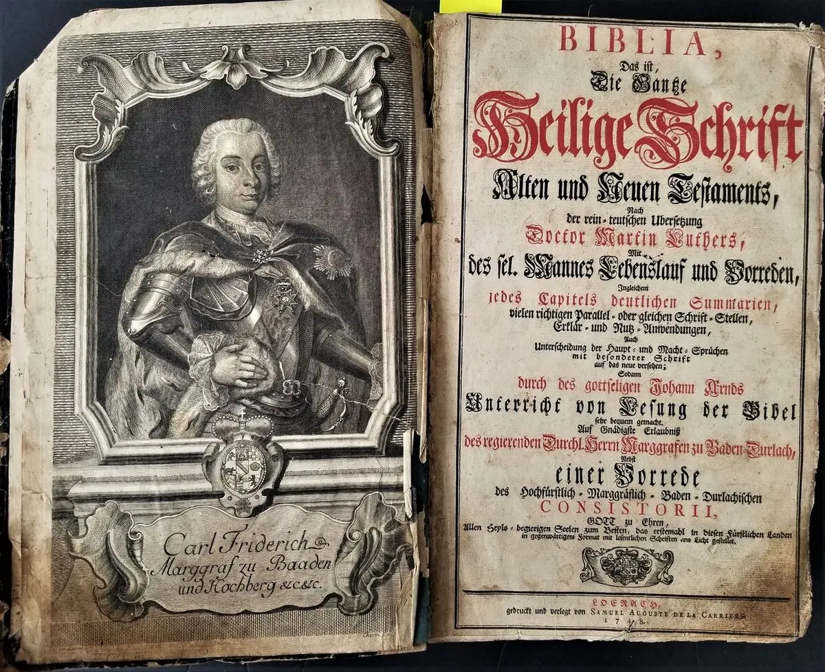 biblias luteranas 1748 realizadas en tapa de cuero - Cómo se llaman los libros antiguos de la Biblia